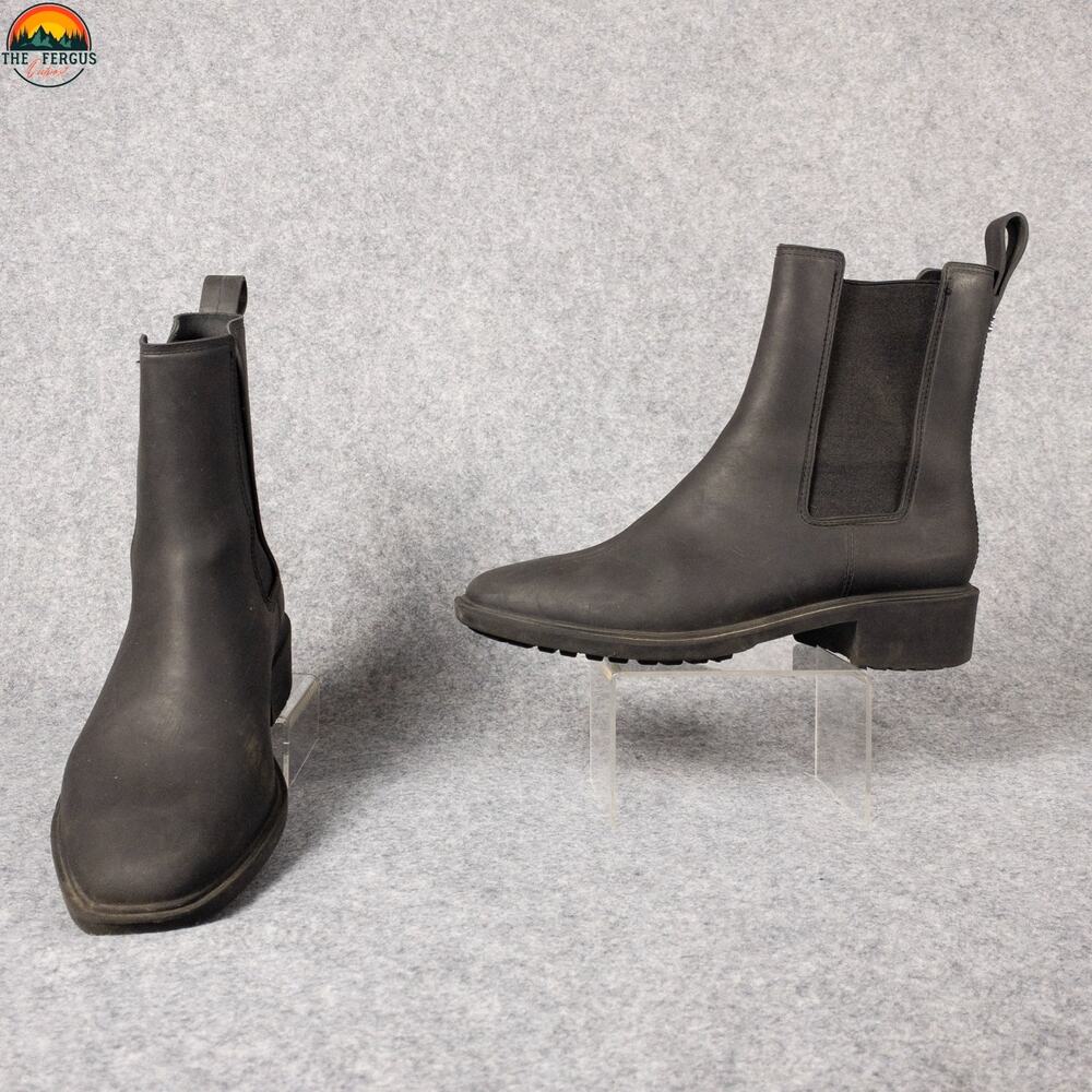 Sam Edelman Sue Ankle Chelsea Rain Boots Black Block Heel Cottage Women's Size 7